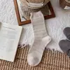 Calcetines grises de doble costura para mujer, hechos de algodón puro, absorben el sudor, resistentes al olor, transpirables, sin costuras, estilo ballet, caídos hasta la mitad de la pantorrilla, calcetines sencillos para mujer