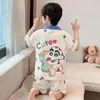 Pijama de Verano para Niños, Algodón Nube, Cárdigan Infantil Talla Mediana y Grande, Shorts de Manga Corta, Ropa para Casa, Set de Dibujos Animados Elegante
