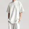 Marca de Moda Color Sólido Cuello Alto Funcional Manga Corta para Hombre Primavera/Verano Ligero Transpirable Media Cremallera Diseño Único Casual Manga Corta