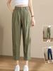 Pantalones Casuales Delgados de Lino de Algodón Blanco Roto para Mujer Verano Adelgazantes Cintura Alta Cortos de Pierna Ancha Pantalones hasta el Tobillo Pantalones Harlan