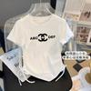 Roupa de Verão para Meninas Camiseta de Manga Curta com Cordão Feminina 2025 Fina Estilo Ocidental Desenho Animado Top Infantil Meia-Manga Crianças Média-Grande