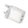 Cargador de 40W Estándar Europeo, Americano, Británico y Australiano Adaptador Doble Tipo-C de 20W Cargador de Teléfono Móvil Doble Puerto Pd