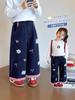 Calças para Meninas Primavera e Outono 2025 Novas Jeans Estilosos para Crianças Outono Versão Coreana Calças Retas Calças de Perna Larga para Bebê