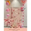 Decoração de Ambiente para Quarto de Casamento Rosa Conjunto de Casamento Decoração de Arte com Café Sala de Estar da Noiva Roupão de Banho Parede de Fundo para Fotos