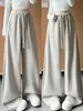 Pantalones de pierna ancha de tiro alto estilo retro americano con pierna curvada, nuevo estilo otoño/invierno, pantalones de chándal atléticos de corte holgado, pantalones casuales adelgazantes y versátiles para mujer