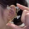 Clip para oreja con diseño de mariposa hueca de diamante superbrillante para mujer, ligero, de lujo, de alta gama, temperamento simple, sin orejas, joyería para oreja al por mayor