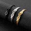 Europa e Estados Unidos transfronteiriços nova pulseira de aço inoxidável nó cruz trançado arame de aço pulseira de 8 caracteres moda masculina aço titânio pulseira aberta