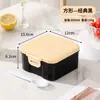 Lonchera de plástico con veta de madera estilo japonés, apta para microondas, portátil, juego de recipientes de comida ligeros para oficinistas y estudiantes