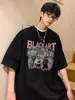 Camiseta de Manga Corta de Algodón Puro de Peso Pesado 260g para Hombre, Ajuste Holgado de Verano, Camiseta Base Estampada No Transparente, Top de Marca de Moda, Camiseta de Hombre