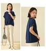 Transfronterizo 2026 Verano Nuevo Estilo Japonés 7 Colores Versátil Cuello en V Retorcido Manga Corta Holgado Adelgazante Para Viajar Elegante Top