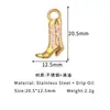 Colgante de Bota de Tubo Alto Minimalista de Acero Inoxidable Electrochapado de Doble Cara con Goteo de Aceite Transfronterizo Accesorios de Joyería para Collar Pulsera DIY Vintage