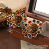 Pendientes de plata S925 con diseño de flor de perla medieval retro francesa, broche con forma de cabeza de caballo y gota de aceite de alto temperamento