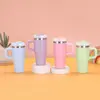 Taza de Coche Portátil de 14 oz con Asa, Taza de Hielo para Coche de Acero Inoxidable 304, Taza Infantil con Popote, Aislada al Vacío