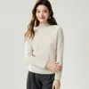 Suéter de Punto Trenzado 100% Cachemira para Mujer, Estilo Perezoso, Cuello Medio Alto, Otoño/Invierno 2026, Camiseta Versátil Suave de Capa Base