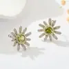 Pendientes de Botón de Margarita de Lujo Ligero de Gama Alta Aleación de Cobre Microincrustados con Circonita Completa Múltiples Colores Disponibles Aguja de Plata S925 Exquisitos Pendientes para Mujer