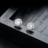 Pendientes de Racimo Completamente Diamantados de Nuevo Estilo Transfronterizos para Hombres, Modernos y Versátiles, Pendientes de Flor de Iris de Alta Gama en Forma de Cruz para Mujeres