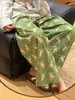Calça de algodão tramado floral vintage multicolorida de perna larga para mulheres, solta e respirável, adequada para usar em casa e como calça de dormir