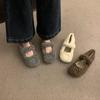 Zapatos Mao Mao para Mujer Ropa de Abrigo Otoño e Invierno 2024 Nuevos Zapatos de Punta Redonda Estilo Hada de una Sola Capa con Lazo Todo-partido Forrados de Felpa Cálidos Zapatos de Salón de Algodón