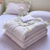 Algodón seersucker lavado de verano colcha de verano fresca lavable a máquina colcha de aire acondicionado dormitorio individual delgada colcha de verano de tres cuatro piezas
