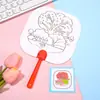 Abanico de papel en blanco para hacer tú mismo, con dibujos de colores, para pintar, con patrón, de cartón blanco, al por mayor