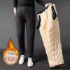 Ropa de Abrigo de Lana de Cordero de Invierno, Pantalones Cálidos de Algodón para Mujer, Forrados de Felpa, Engrosados, Pierna Recta Holgada, Tallas Grandes, Casual, Deportivos, Resistentes al Viento