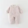Roupa de Bebê, Macacões de Inverno, Macacões Acolchoados Espessos Estilo Floral para Bebê Menina, Roupas Quentes de Algodão, Roupa para Sair