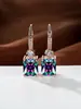 Brincos Pendentes Quadrados de Diamante Levemente Luxuosos Mais Vendidos Transfronteiriços, Brincos com Gancho de Orelha com Zircônia Microincrustada Atacado