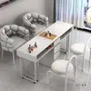 Mesa de Manicura Estilo Crema Set de Mesa y Silla para Manicura Estilo Japonés Individual Doble Manicura Accesible Lujo Popular Ins Salón de Uñas