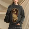 Suéter Pulóver con Botones en Solapa para Mujer, Estilo Retro Holgado Perezoso, Ropa de Abrigo de Punto, para Otoño e Invierno, con Diseño de Cachorro Salchicha