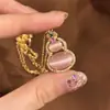 Retro Nuevo Chinoiserie Ágata Rosa Calabaza Collar Rodeado de Circonita Versátil Elegante Lujo Diseño Nicho Cadena para Clavícula