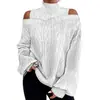 Comercio Exterior Transfronterizo Europeo y Americano Fabricante de Fuente de Amazon Suéter para Mujer Hombros Descubiertos Manga Larga Cuello Semitortuga Pulóver Holgado Otoño e Invierno