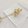 Ginkgo Folha Pearl Hairpin Feminino Bola Cabeça Placa Cabelo Artefato Hairpin Simples Moderno High-end Sense Hairpin Cheongsam Acessórios
