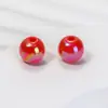 Cor Sólida Galvanizado Cor AB Acrílico Furo Reto Contas Redondas Contas Soltas DIY Acessórios para Joias Pulseira Corrente de Celular Materiais para Miçangas