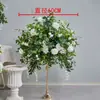 Bolas de Flores Artificiales Rosa Blanca Transfronterizas para Decoraciones de Mesa de Boda, Arreglos Florales de Plantas Verdes Estilo Bosque, Accesorios para Eventos de Fiesta