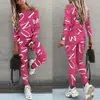 Otoño 2026 Nuevo Más Vendido Moda Femenina Europea y Americana Estampado de Letras Manga Larga Pantalón Largo Conjunto Casual