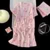 Bata Coreana de Verano para Mujer, Algodón Nube, Ropa de Casa de Manga Corta para Niños, Bata Suelta de Dibujos Animados Lindos, Pijama de Mujer, Verano