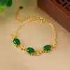 Pulsera para Mujer de Oro Arena Vietnamita Nuevo Estilo Incrustada con Rubí Estilo Retro, Joyería de Mano de Estilo Étnico de Moda Fabricante Venta al por Mayor