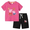 Camiseta de niño 2023 verano nuevo cerdo globo comercio exterior ins estilo coreano algodón manga corta pantalones traje de dos piezas