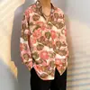 Camisa floral de manga larga para hombre y mujer, adecuada para primavera, otoño y verano, estilo coreano, moderna, genial, nicho, estilo de Hong Kong, chaqueta camisa vintage