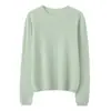Nova coleção outono e inverno: Suéter de malha casual 100% puro cashmere feminino, corte solto, efeito emagrecedor, design sem costura e gola redonda