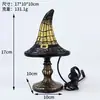 Lámpara de Mesa Sombrero de Bruja de Halloween Resina Pintada Sombrero de Mago Luz de Noche Decoración de Escritorio Adorno Iluminación de Ambiente de Fiesta