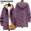 Chaqueta de Nuevo Estilo Transfronteriza con Elementos de Patrón Multicolor, Cárdigan con Cremallera y Capucha 86, Abrigo Grueso de Algodón Polar de Invierno con Forro Amarillo