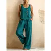 Amazon Transfronterizo Europeo y Americano Nuevo Estilo 2026 Conjunto de Dos Piezas para Mujer: Chaleco sin Mangas y Pantalones de Pierna Ancha Ropa para Mujer