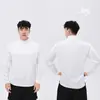 Outono Clone Rosto Meio Botão Gola Redonda Slim Fit Casual Moda Exibição Fitness Esportes Alta Elasticidade Base Camiseta Longa