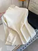 Fábrica de Malhas Dalan Source Camisa Base com Borda Franzida de Camada Dupla para Mulheres, Elegante Malha Slimming de Gola Alta Meia-Estação