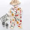 Conjunto de Dos Piezas de Pijama de Primavera y Otoño, Mufu Rui Una Pieza Dropshipping Estilo Coreano de Botones Solos Ropa de Casa Conjunto de Dibujos Animados con Dibujos Animados