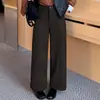 Elegantes Pantalones de Lana Mezclada de Nueve Décimas de Pierna Ancha para Mujer 2026 Otoño/Invierno Nuevos Pantalones Rectos Adelgazantes de Cintura Alta Pantalones Casuales Simples para el Trabajo