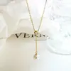 Estilo Drama Coreano Dama Gentil Minoría Borla Perla Artificial Circonita Colgante Minoría Estilo ins Collar Acero de Titanio Fábrica