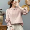 Camisa de Manga Larga de Gasa de Doble Capa de Algodón Puro para Mujer Exportación Sentido de Diseño Japonés Líneas Plisadas Suave Agradable a la Piel Top