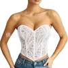 Top corsé sexy de bordado floral soluble en agua transfronterizo con tiras en la espalda para moldear y ceñir la cintura, directo de fábrica